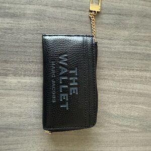 Marc Jacobs Black Zip Top Wallet with Gold Chain